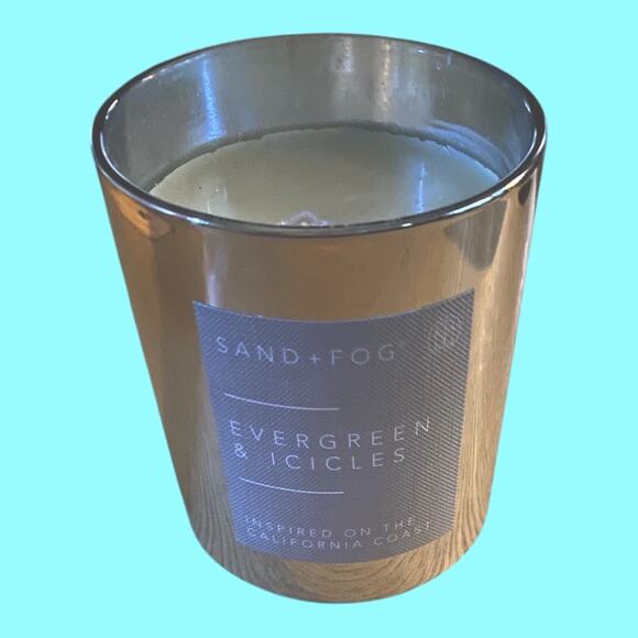 Sand & Fog 11.5oz Candle Evergreen & Icicles Silver/Chrome Holder No Lid Unlit - Picture 2 of 6